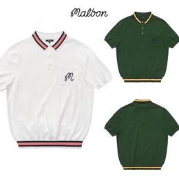 Golf T-Shirts MALBON GOLF Men's Golf Short Sleeve Polo T-shirt Knitted Spring/Summer Cypress 230825