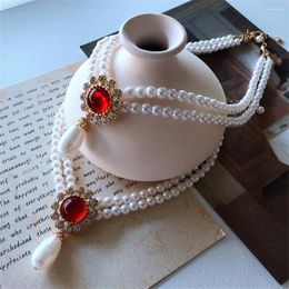 Chains White Pearl Water Drop Necklace Elegant Temperament Jewellery Women Banquet Dress Accessories