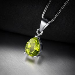 Necklaces JewelryPalace 1.4ct Natural Peridot 925 Sterling Silver Pendant Necklace for Women Green Gemstone Anniversary Gift Without Chain