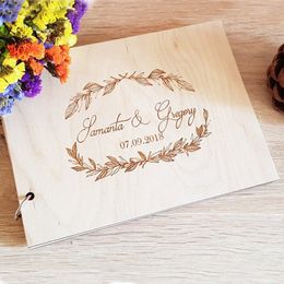 Other Event Party Supplies Wedding Guest Book Wooden Album Personalised guest sign in book p Alternative 230824