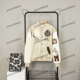 xinxinbuy Men designer Coat Jacket baseball letter embroidery long sleeve women Grey Black white khaki red S-2XL