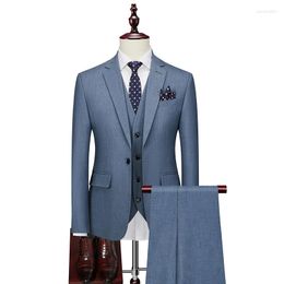 Men's Suits Blazer For Man Suit 2023 Luxury 3 Piece(coat Pants Vest) Single Breasted Notched Lapel Grey Bule Wedding Set Costume Homme