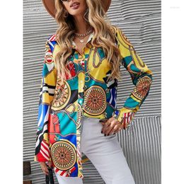 Women's Blouses Gotoola 2023 Fashion Personalized Printed Cardigan Model Single-Breasted Long Sleeve Loose Slim Casual Shirt