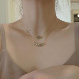 Chains An Jade Necklace 2023 Women's Luxury Small Crowd Ins Ancient Temperament Transfer Bead Jasper Clavicle Chain