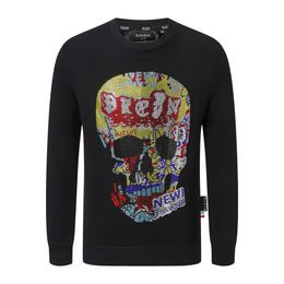 PLEIN BEAR Brand Men's Hoodies & Sweatshirts Warm Thick Sweatshirt Hip-Hop Loose Characteristic Personality PP Skull Pullover Rhinestone Luxury Men's Hoodie 2170