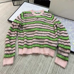 Sweaters Womens Designer Sweater Women Knit Pullover Top Colourful Stripes Long Sleeve Crew Neck Mohair Jumper Knitwear Designers Sweater