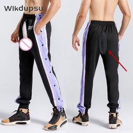 Men's Pants Sexy Invisible Double Zippers Open Crotch Male Casual Jogging Basketball Sweatpants Outdoor Door Sex Clothes Plus Size 230824