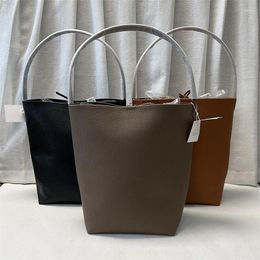 School Bags Arrival First Layer Cowhide Leather Shoulder Handbag Large Capacity Three Different Sizes Bucket Tote Bag Women