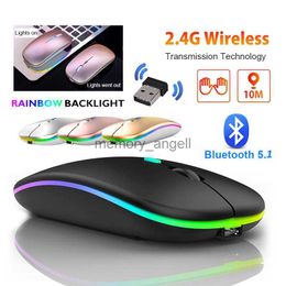 Rechargeable Bluetooth5.1 Wireless Mouse with 2.4GHz USB 1600DPI Mouse for Computer Laptop Tablet PC Macbook Gaming Mouse Gamer HKD230825