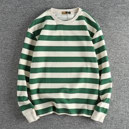 Men's Hoodies Autumn Personalized Stripe Sweater Twill Knitted Cotton Trendy Round Neck Long Sleeve Top Shirt 411