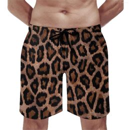 Men's Shorts Summer Board Spotted Leopard Sports Surf Animal Print Pattern Short Pants Classic Quick Dry Swim Trunks Plus Size