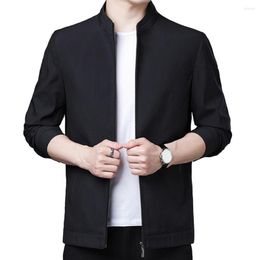 Men's Jackets Casual Men Jacket Stylish Zipper Cardigan Slim Fit Stand Collar Business Pockets For Spring Fall