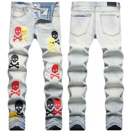 Mens Designers miris Jeans Distressed Ripped Biker Slim Straight Denim For Men s Print Womens Army Fashion Mans Skinny Pants Q1QP