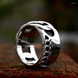 Cluster Rings Locomotive Chain Stainless Steel Men Punk Trendy Unique For Women Biker Fashion Jewellery Creativity Gift Wholesale