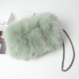 Evening Bag's Fashion Natural Fur Handbag Muff Portable Real Hair Hand Warm Dualpurpose Satchel S3137 230824