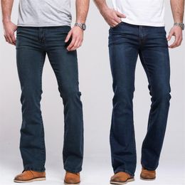Men's Jeans Mens Boot Cut Slightly Flared Slim Fit Blue Black Designer Classic Male Stretch Denim270d