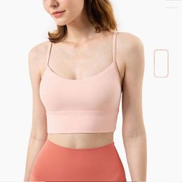 Yoga Outfit 2023 Fashion Fine Strap Anti Strangulation Sports Bra Y-shaped Back Gathering Sling Style Fitness For Women BRI08