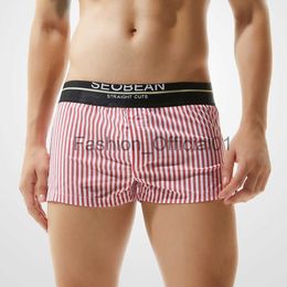 Men's Striped Boxer Briefs Fashion Cotton Boxershorts Men Breathable Sleep Casual Shorts Panties Underwear Low Rise Underpants x0825