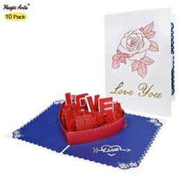 Greeting Cards 10 Pack Valentines Card Love 3D for Wife Husband Girlfriend Wedding Anniversary Gift 230824