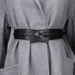 Chain Waist Belts Genuine Leather for Women Soft Cowhide Waistbands Dress Design Gold Pin Buckle Wide Cummerbunds Coat Lady Girl 230825 bands