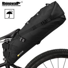 Panniers Bags Rhinowalk Bike Saddle Bag Waterproof MTB Road Bicycle 13L Large Capacity Cycling Bag Foldabe Tail Rear Bag Trunk Accessories 230824