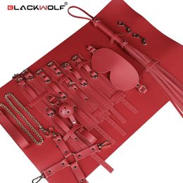 Bondage BlackWolf Bondage Set Adult Toys Sex Games Handcuffs Whip Sm Sex Toy Kits Exotic Accessories Erotic Sex Toys for Couples 230825