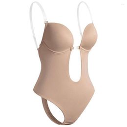 Women's Shapers Sexy Bodysuit Corset Woman Deep V Shapewear Clear Strap Backless Plunge Thong Push Up Padded Bra Lady Body Shaper Underwear