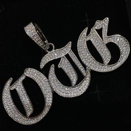 Collana con ciondolo con nome A-Z, lettere singole ghiacciate, micro pavimenta CZ, pietra hip-hop, stile punk, regalo per gioielli di moda per uomo donna2279