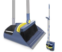 Hand Push Sweepers Hibaby Broom and Dustpan Set for Home with Long Handle 55" Combo Upright Lightweight Dust pan 230825