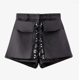 Women's Shorts 2023 High Quality Summer Dark Pocket Metal Hook A Mini Casual Straight Pants Cargo Two Colours