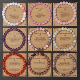 Charm Bracelets Wholesale Birthday Cards Bracelet Natural Stone Rose Quartz Amethysts Amazonite Beads Women Men Lucky Jewelry Gift