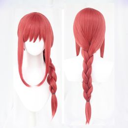 Cosplay Wigs High Quality Anime Chainsaw Man Makima Cosplay Wig Long Rose Red Heat Resistant Synthetic Hair Halloween Role Play Wigs WigCap 230824