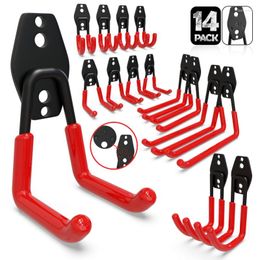 Hooks 14PCS Garage Heavy Duty Wall Mount Ladder Storage Hook Shed Organizing Chair Yard Hanging Shovel Garden Tools