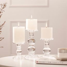 Candle Holders Cylinder Decorative Holder Glass Base Romantic Wedding Scented Transparent