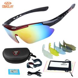 Eyewears OBAOLAY Polarized UV400 Cycling Sunglasses Bicycle Bike Eyewear Goggle Riding Outdoor Sports Fishing Glasses 5 Lens Men Women