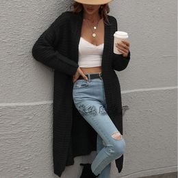 Women's Knits Tees Knitted Sweater Cardigan Autumn Women Open Stitch Hooded Loose Sweaters Fall Thin Y2k Maxi Oversized 230824