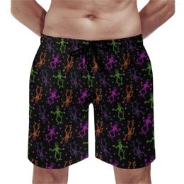 Men's Shorts Summer Gym Dancing Skeleton Sports Halloween Print Custom Beach Funny Quick Drying Trunks Plus Size