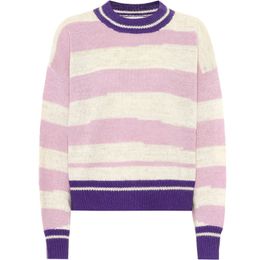 Men's Sweaters Purple Striped Jumper Round Neck Pullover Loose-fitting Irregular Striped Sweater for Men and Women 230824