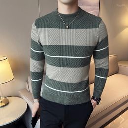 Men's Sweaters 2023 Autumn/Winter Half Turtleneck Mink Velvet Slim-fit Matching Colour Knit Sweater Base Casual All-match Warm For Men