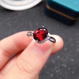 Cluster Rings Fashion Silver Garnet Ring For Daily Wear 2ct 7mm 9mm Natural Solid 925 Jewelry