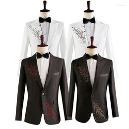 Men's Suits Causal Suit With Decoration 2 Pieces Brand Wedding Groom Prom Performance Man Clothing Young Male Blazers Jacket Pant