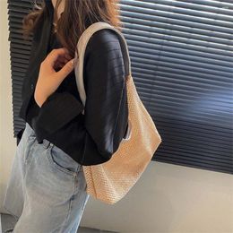 Evening Bags Woven Hollow Handbag Women Large Capacity Shoulder Bag Portable Shopper Totes