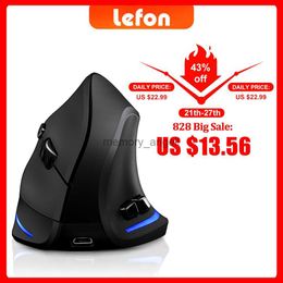 Lefon Vertical Wireless Mouse Game Rechargeable Ergonomic Mouse RGB Optical USB Mice For Windows Mac 2400 DPI 2.4G For PUBG LOL HKD230825