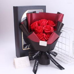 Decorative Flowers 2023 Valentine's Day To Give His Girlfriend Creative Gifts 11 Soap Rose Bouquet Gift Box Christmas Wholesale