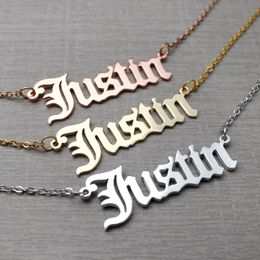 Pendant Necklaces Personalised Name Necklace For Women Custom Old English Font Nameplate Jewellery Customised Gift Her 230825