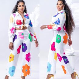 Women's Two Piece Pants AOSKM2023 Summer S10558 European And American Sexy Colourful Printed Shirt Set
