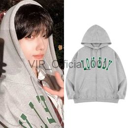 NEW Kpop Nct Dream Vocal Concert Same Hooded Lonely Grey Colour Long Sleeved Cotton Bp Sweatshirt Oversize Zip-up Cardigan x0825