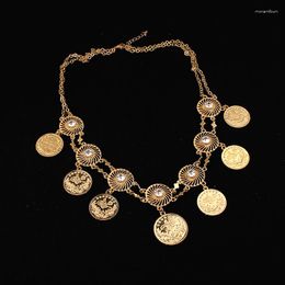 Pendant Necklaces Dicai Arabic Coin Gold Plated Necklace Middle East Oman Wedding Jewellery Gifts Wholesale Lot Women Fashion