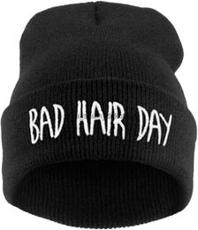 Beanie/Skull Caps 22 Colors Winter Unisex Funny Bad Hair Day Hip Pop Beanie Hat Women Men Ski Cap L0825