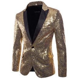 Men's Suits & Blazers Mens Suit Jacket Performance Sequin Gold Stage Wine Party Dress Host Social Top 2021 Spring Clothes210e